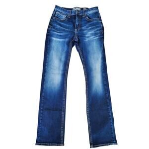 BKE TYLER WOMENS JEANS 31 L TALL STRAIGHT LEG STRETCH BUCKLE WESTERN